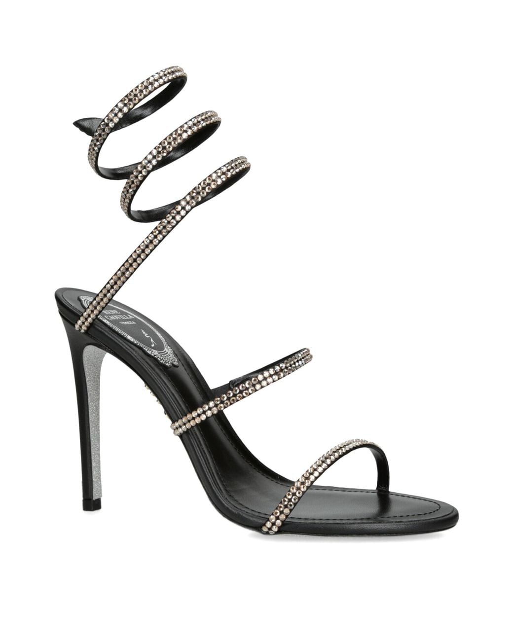 Rene Caovilla Black Leather Embellished Cleo Ii Heeled Sandals 105