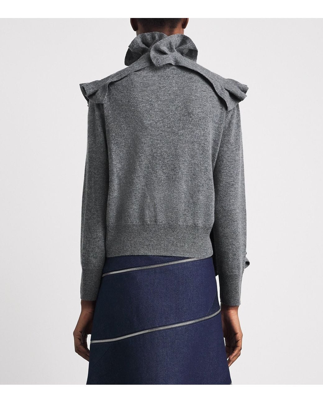 A.W.A.K.E. MODE Gray Merino Wool-Cashmere Pleated Sweater