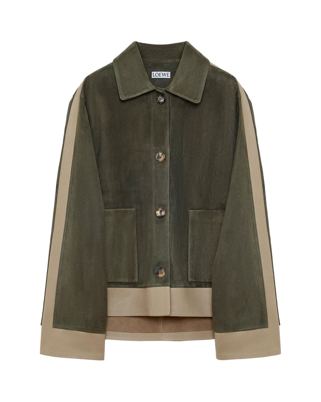 Loewe Green Suede And Leather Panelled Jacket