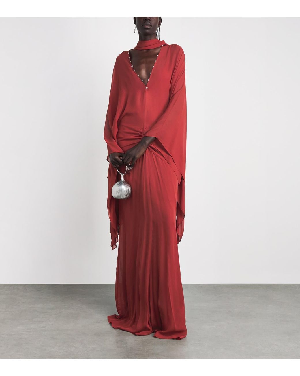 De La Vali Red Georgette Florencia Maxi Dress