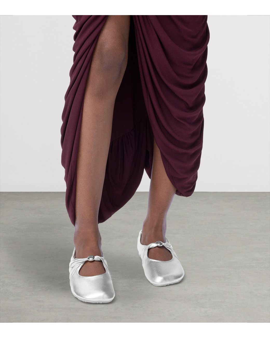 Loewe White Leather Pebble Soft Ballet Flats
