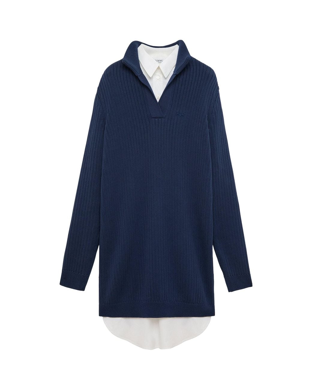 Loewe Blue Layered Shirt-Sweater Mini Dress