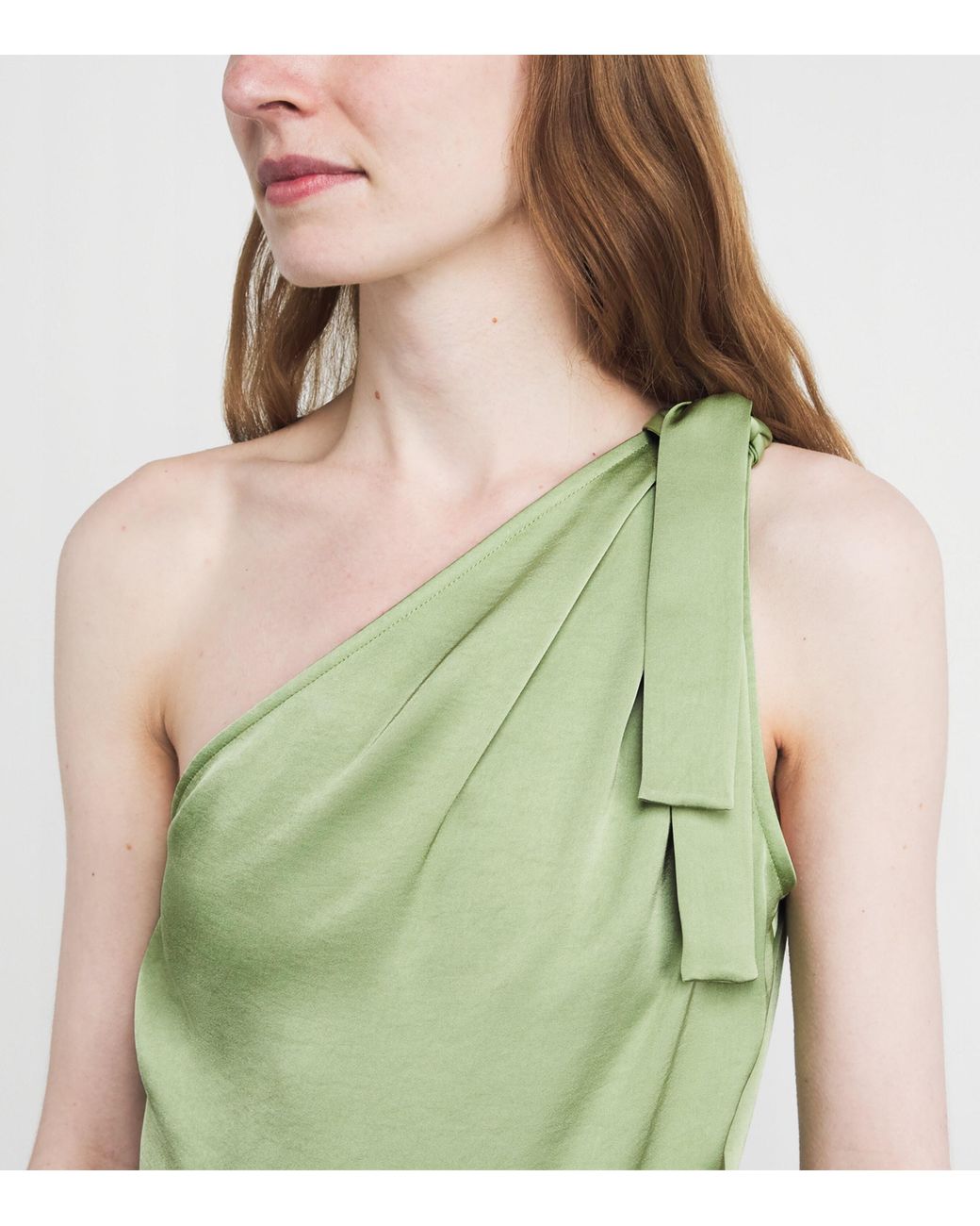 Claudie Pierlot Green Satin Asymmetric Maxi Dress