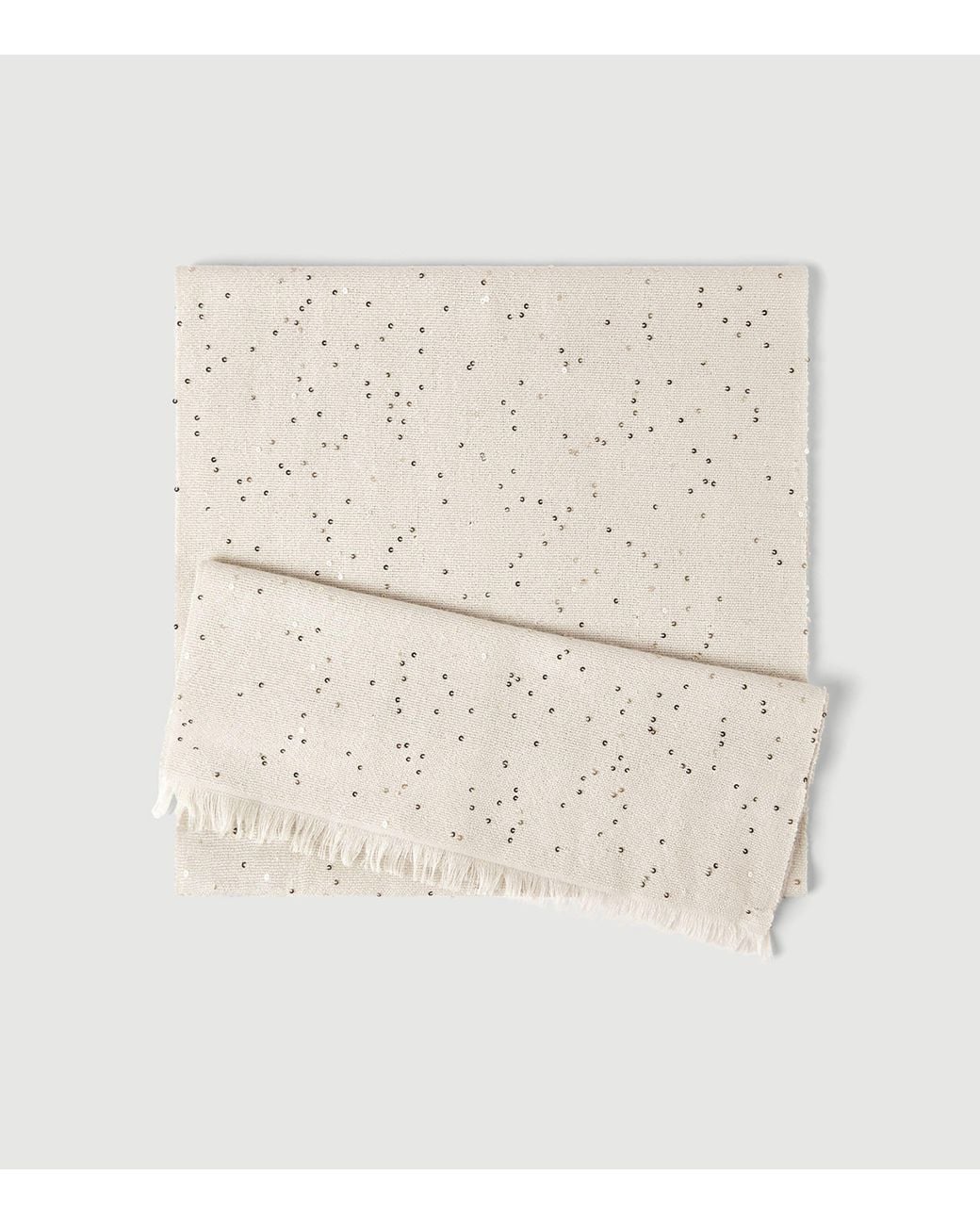 Brunello Cucinelli Natural Cashmere-Silk Embellished Scarf