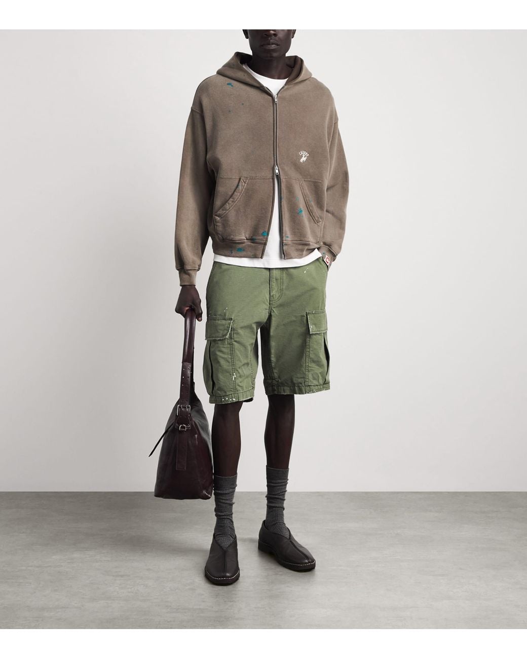 CHERRY LA Brown Western Athletic Zip-Up Hoodie for men