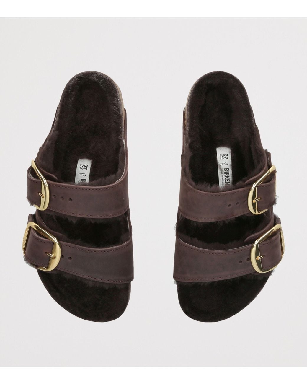 Birkenstock Brown Suede-Shearling Arizona Sandals