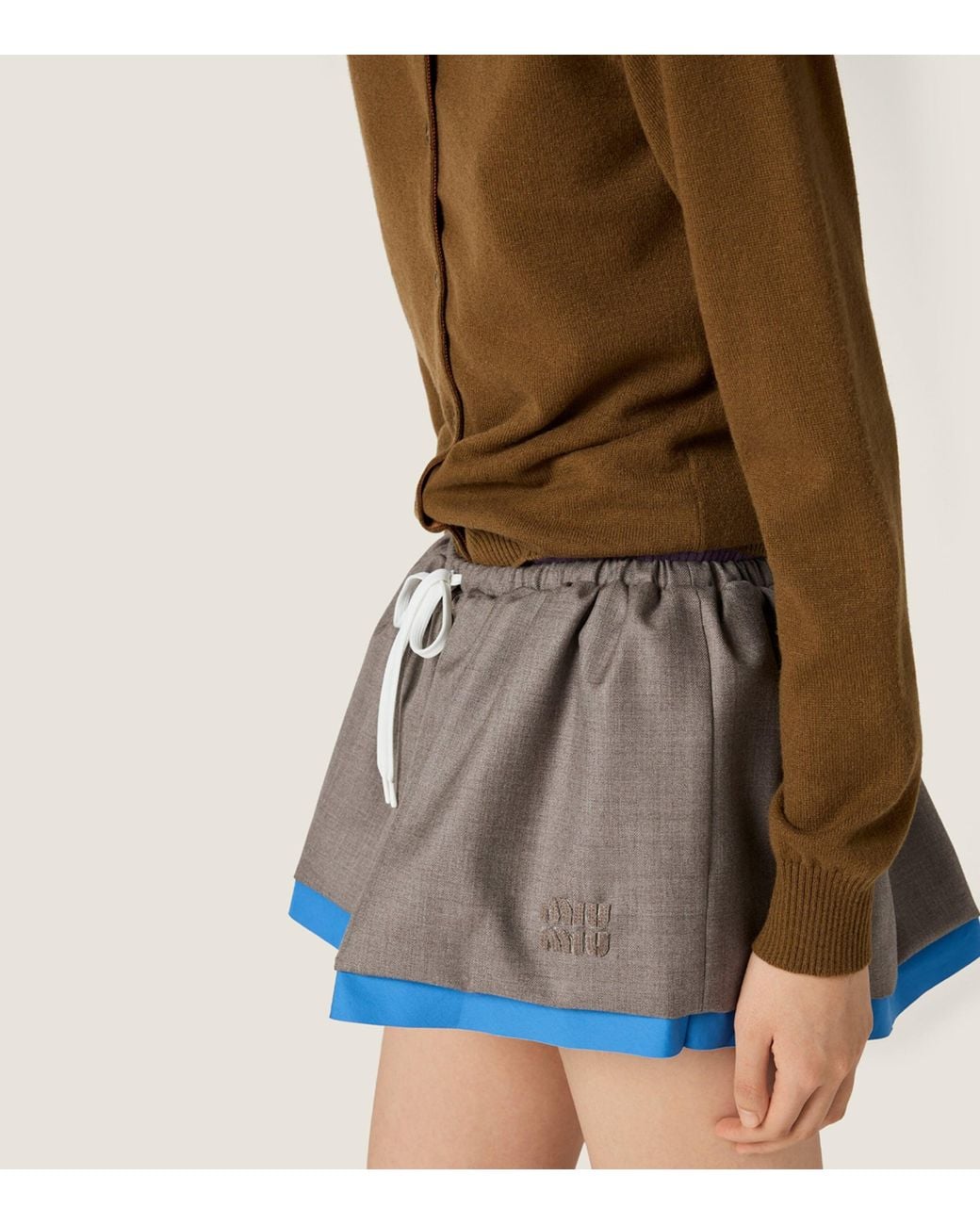 Miu Miu Brown Cashmere Detachable-Collar Cardigan