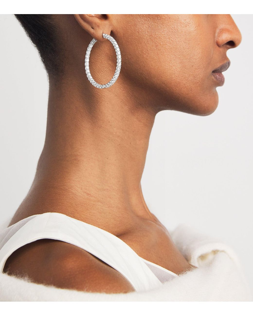 Harrods White And Diamond Hoop Earrings
