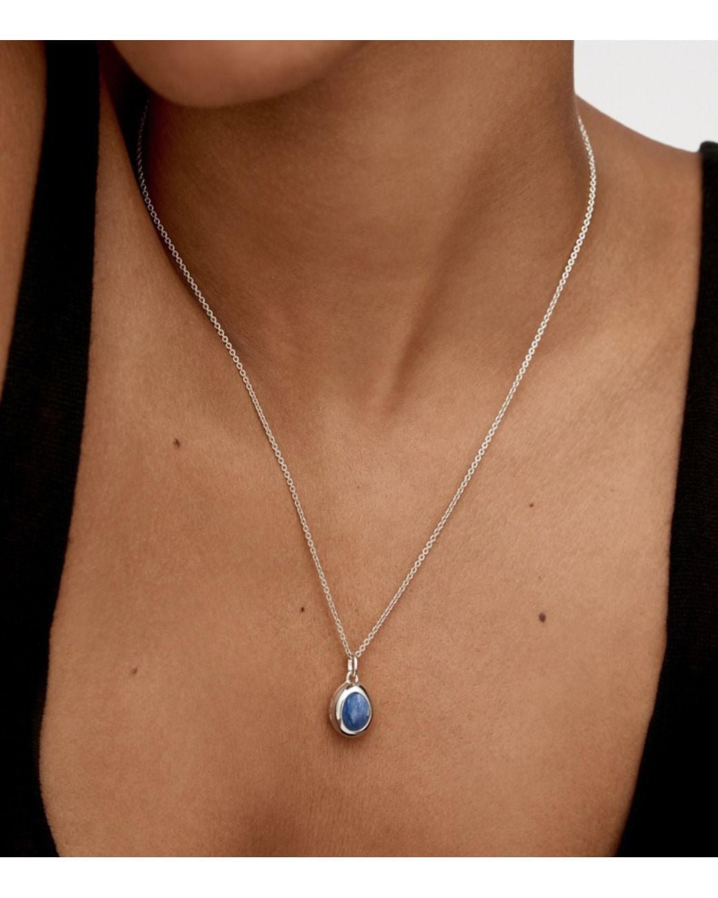 Monica Vinader Blue Sterling And Kyanite September Birthstone Locket