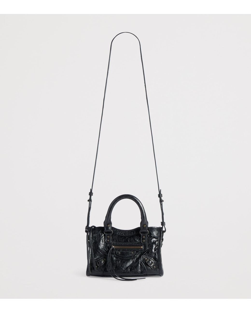 Balenciaga Black Nano Leather Le City Top-Handle Bag