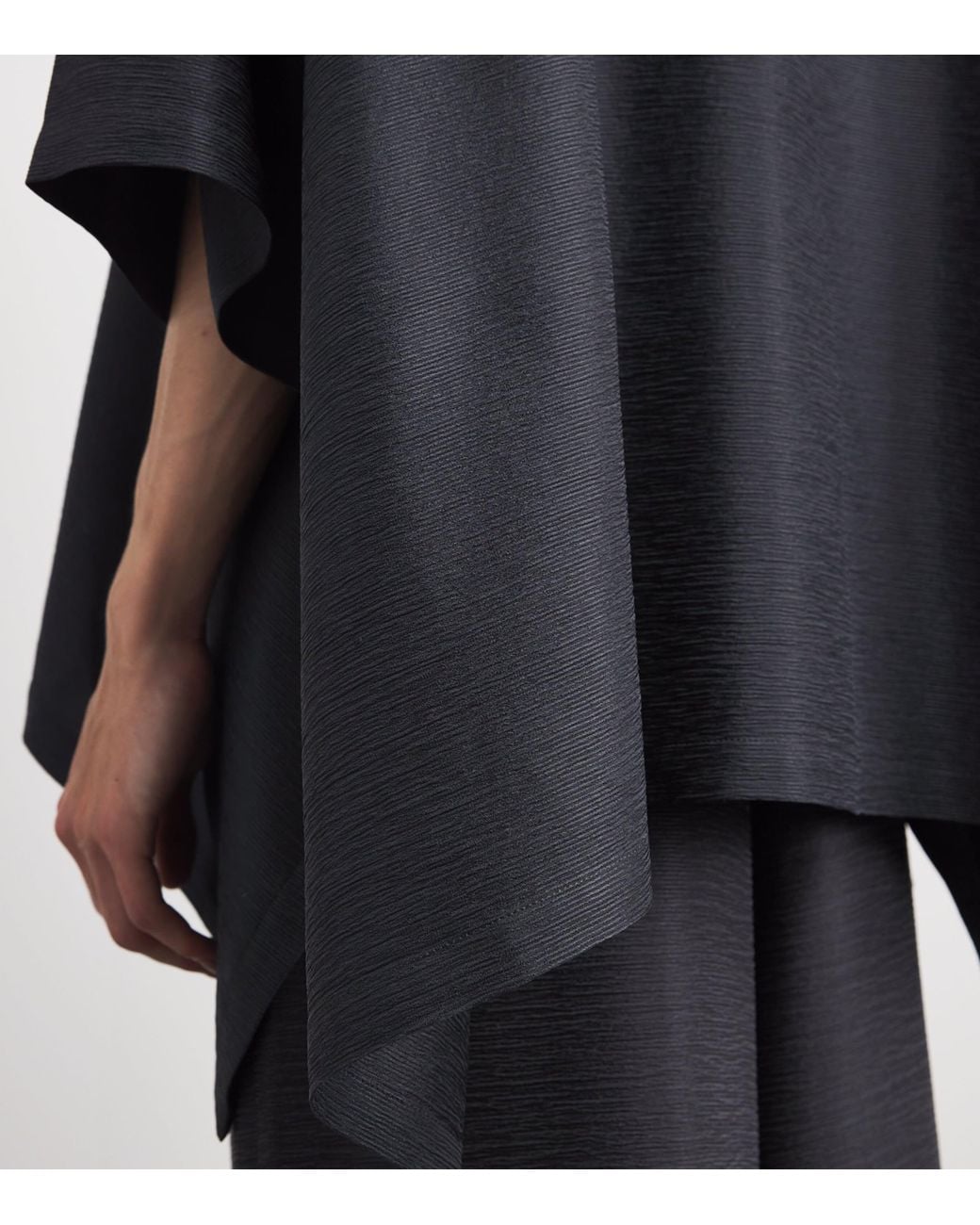 Eskandar Black Silk Plissé Scoop-Neck Top
