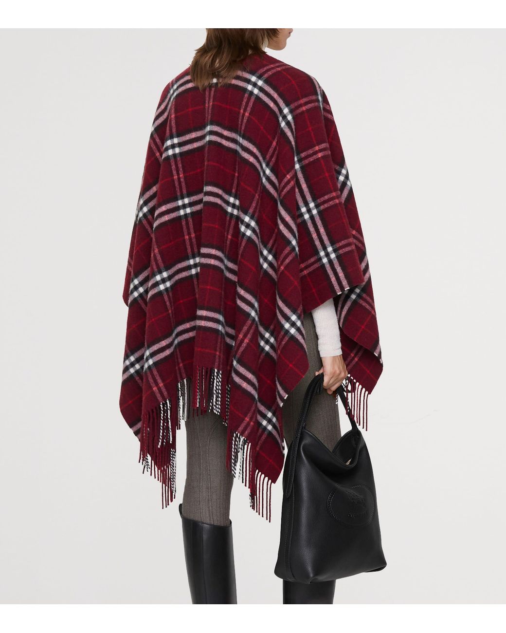 Burberry Red Check Wool Cashmere Cape