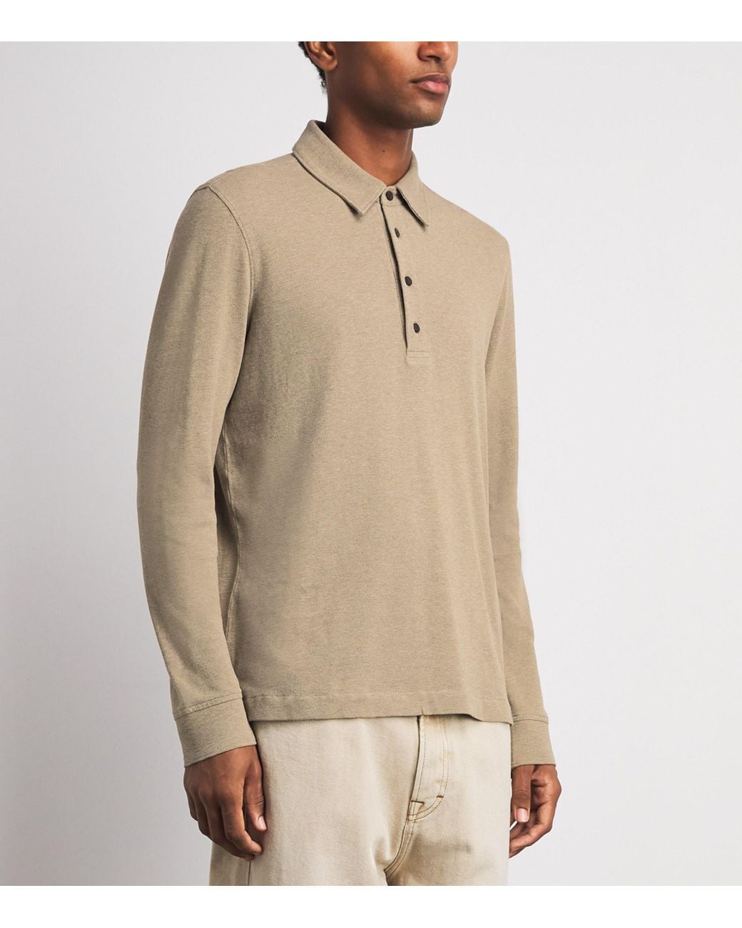 PAIGE Natural Cotton Ballard Long-Sleeve Polo Shirt for men