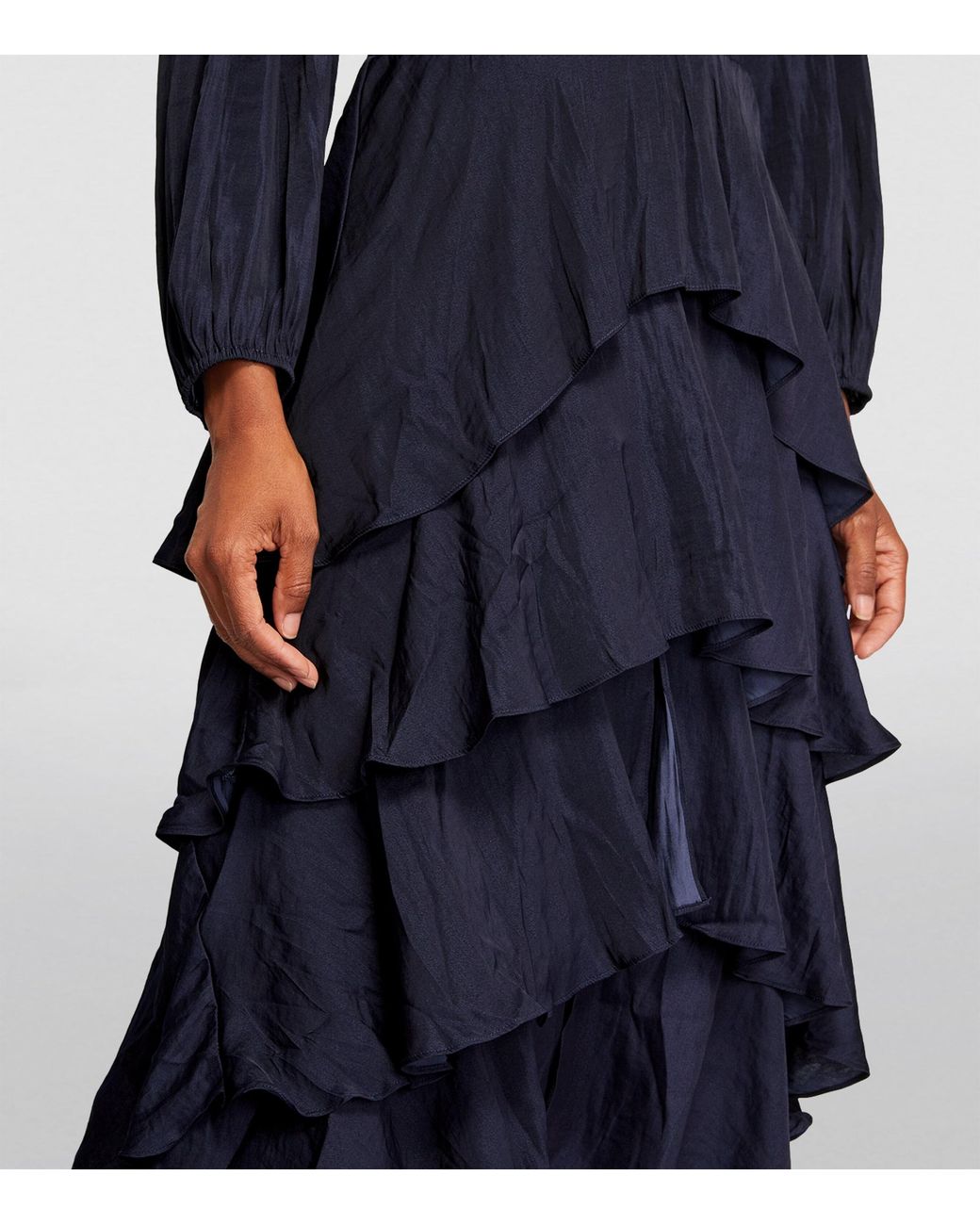 Maje Blue Ruffled Midi Dress