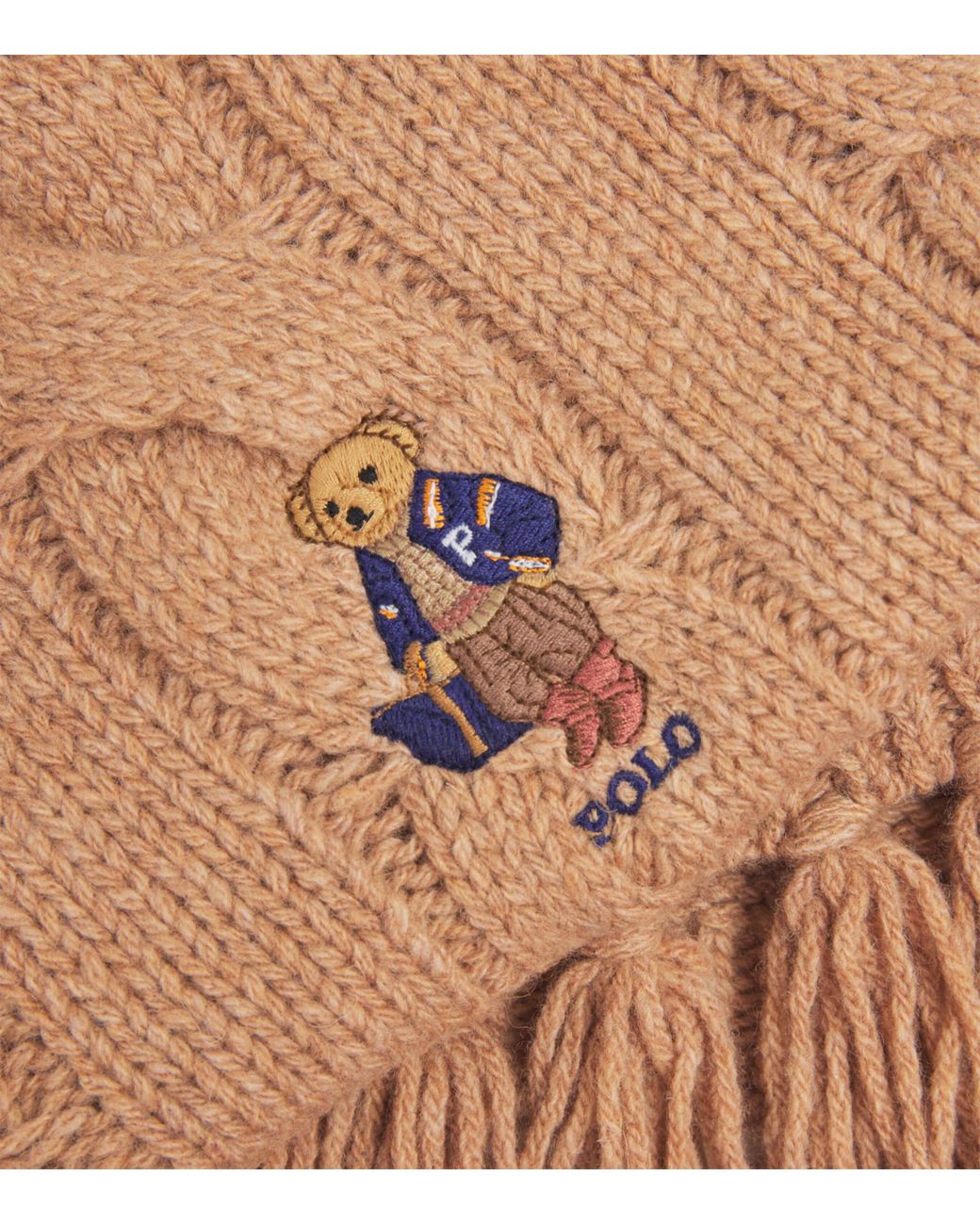 Polo Ralph Lauren Natural Wool-Blend Cable-Knit Bear Scarf