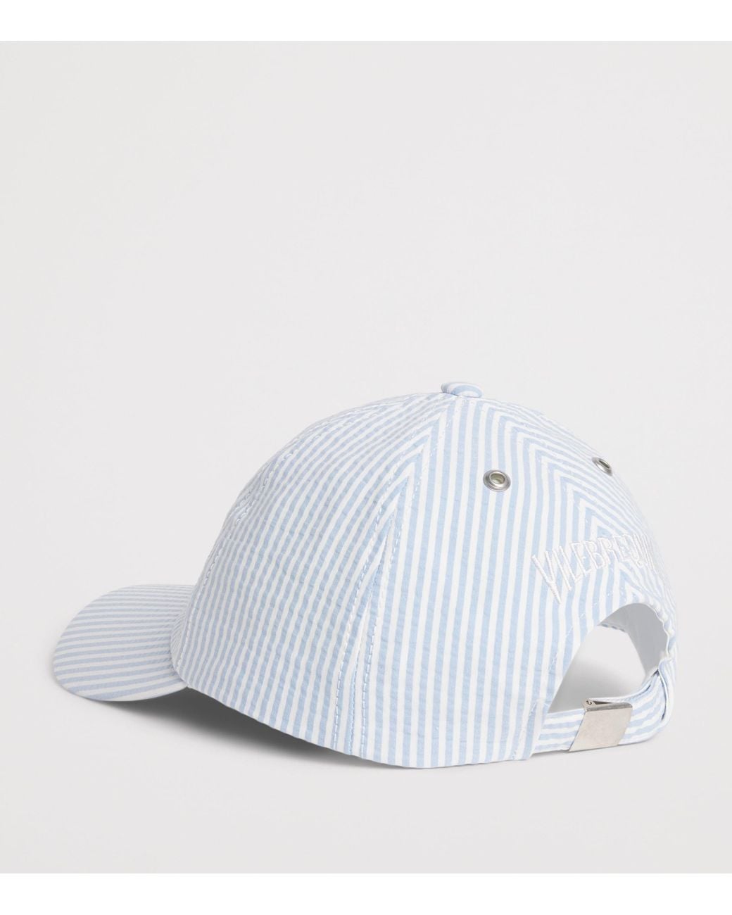Vilebrequin White Seersucker Stripe Turtle Baseball Cap for men