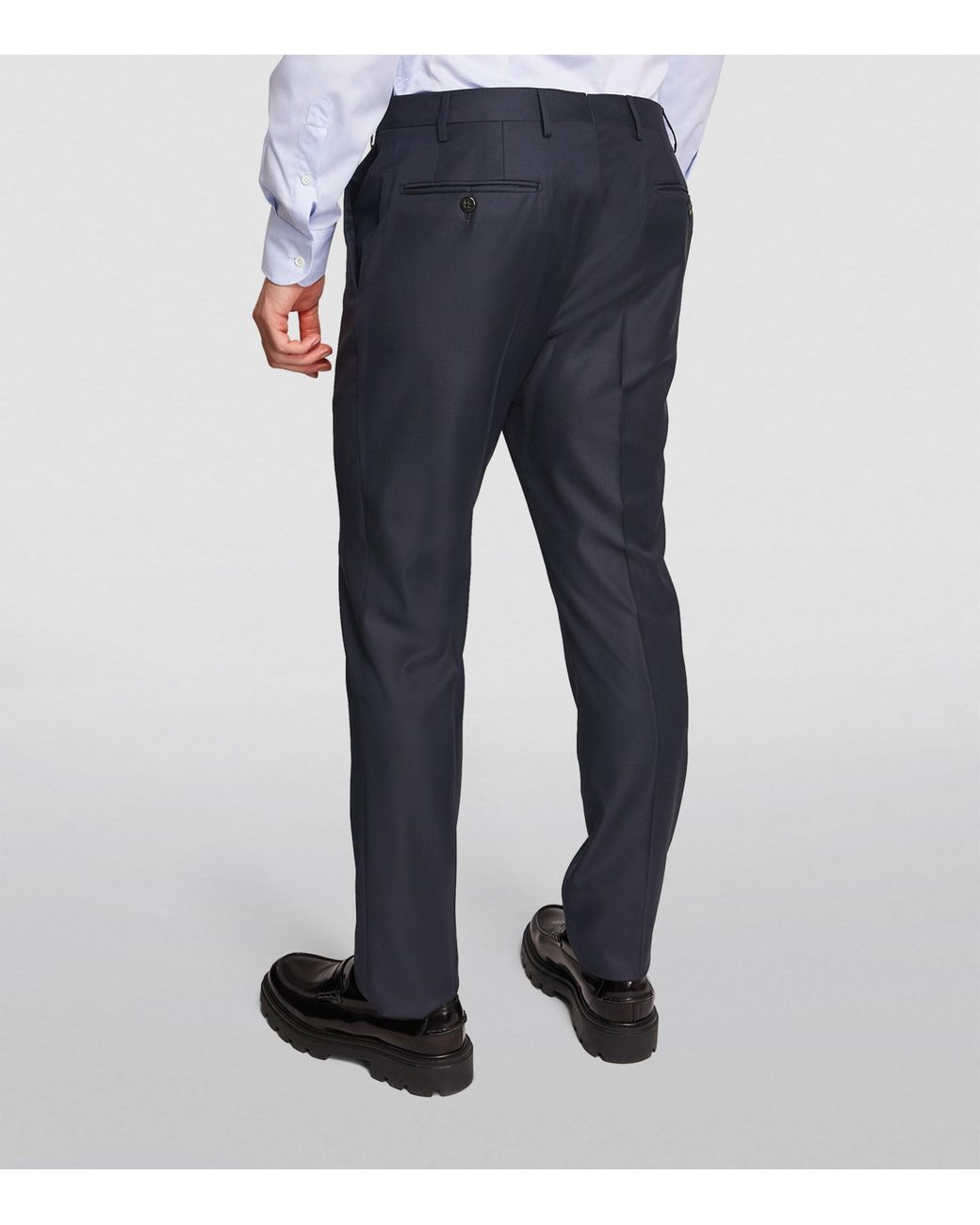 Corneliani Blue Virgin Wool Slim Tailored Trousers for men