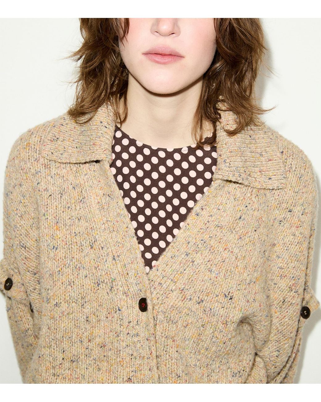 MAX&Co. Natural Wool Button-Detail Cardigan