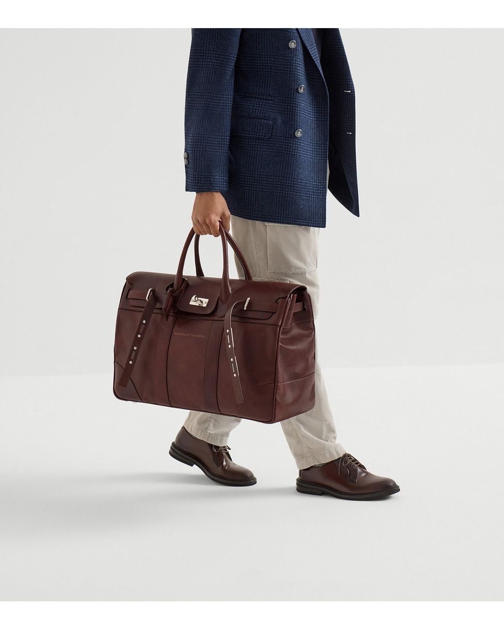 Brunello Cucinelli Brown Leather Country Holdall for men