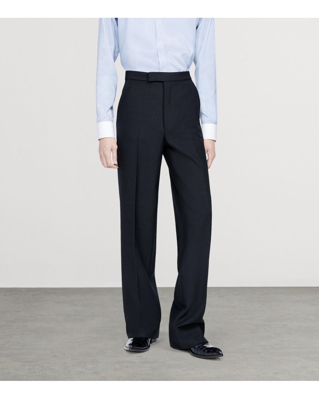 Tom Ford Blue Virgin Wool Colbert Wide-Leg Trousers for men