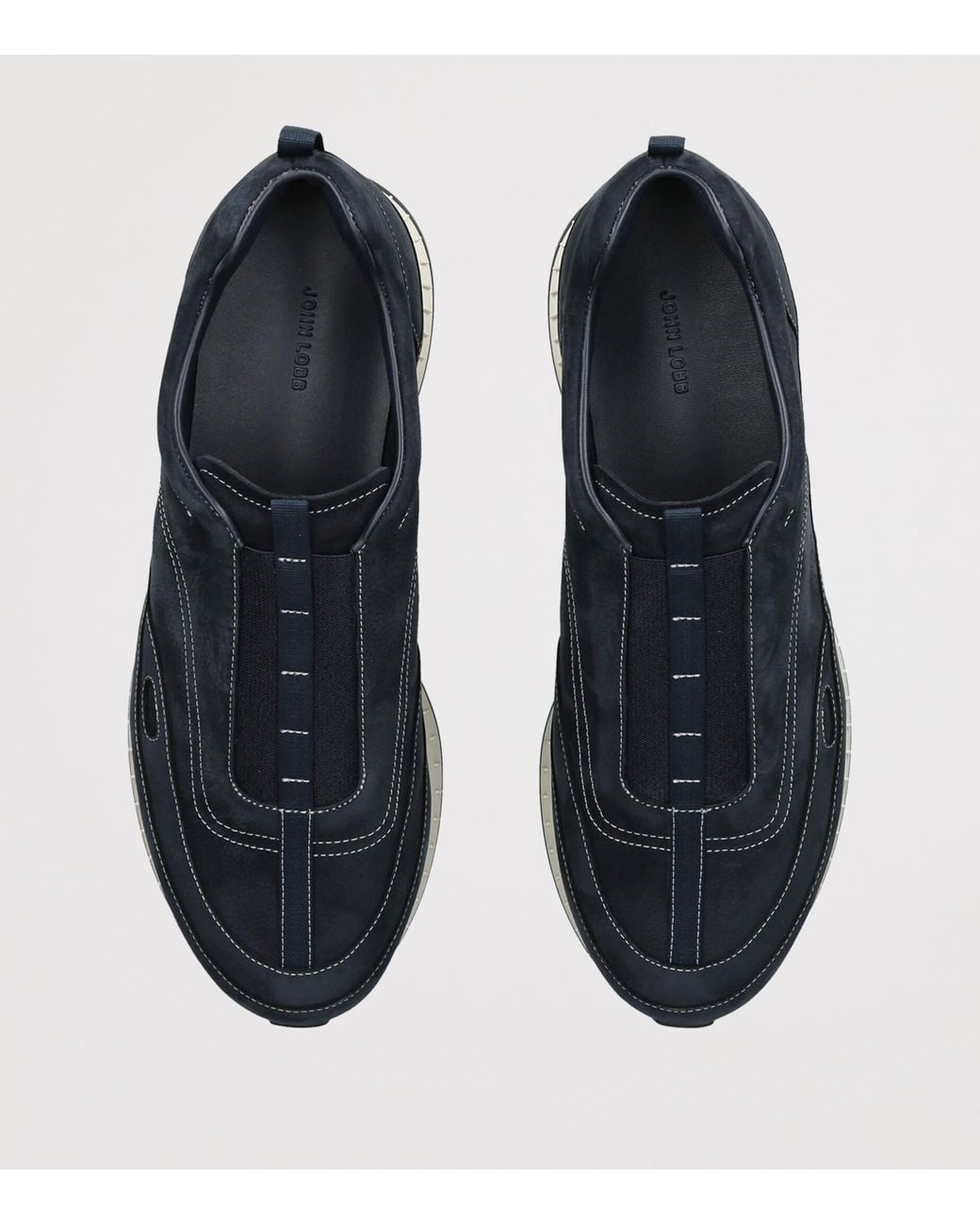 John Lobb Blue Nubuck Leather Stream Elastic Sneakers for men