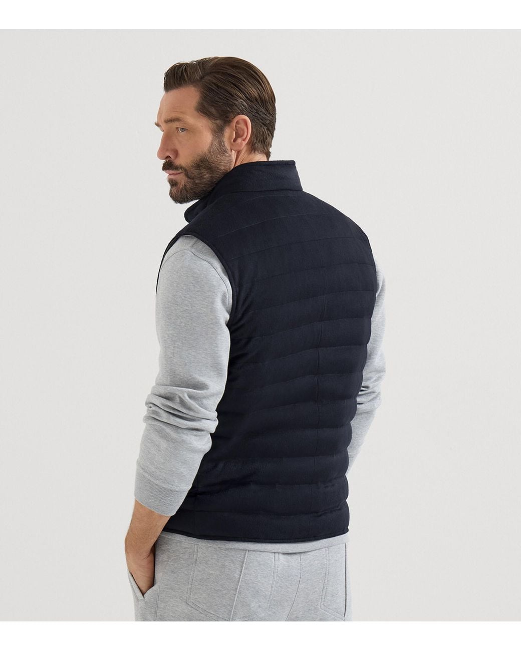 Brunello Cucinelli Blue Cashmere Down Gilet for men