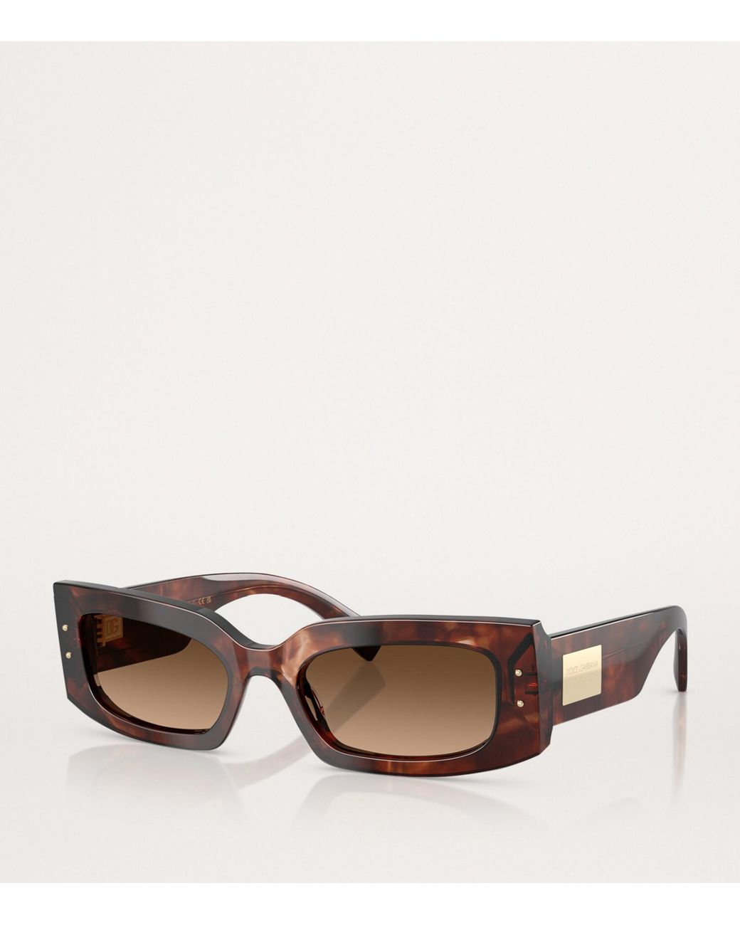 Dolce & Gabbana Brown Acetate Rectangular Sunglasses