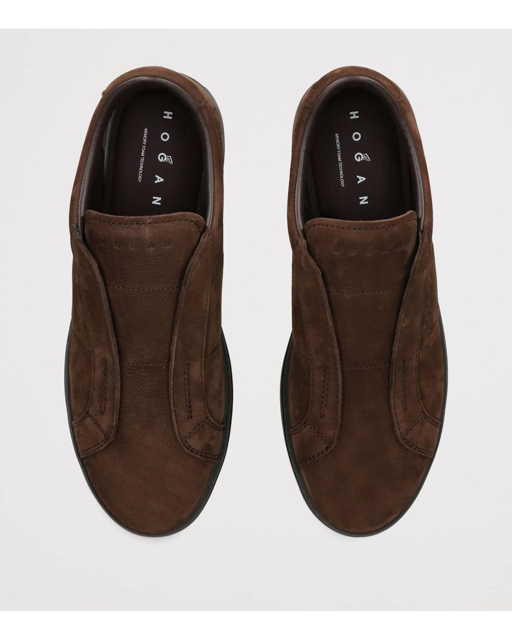 Hogan Brown Leather H668 Slip-On Sneakers for men