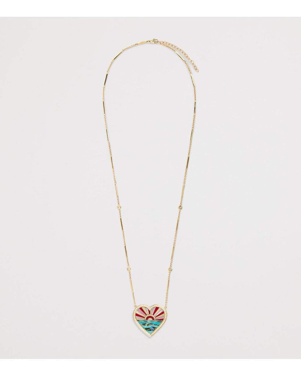 Jacquie Aiche White Diamond, And Pearl Coral Sunshine Heart Necklace