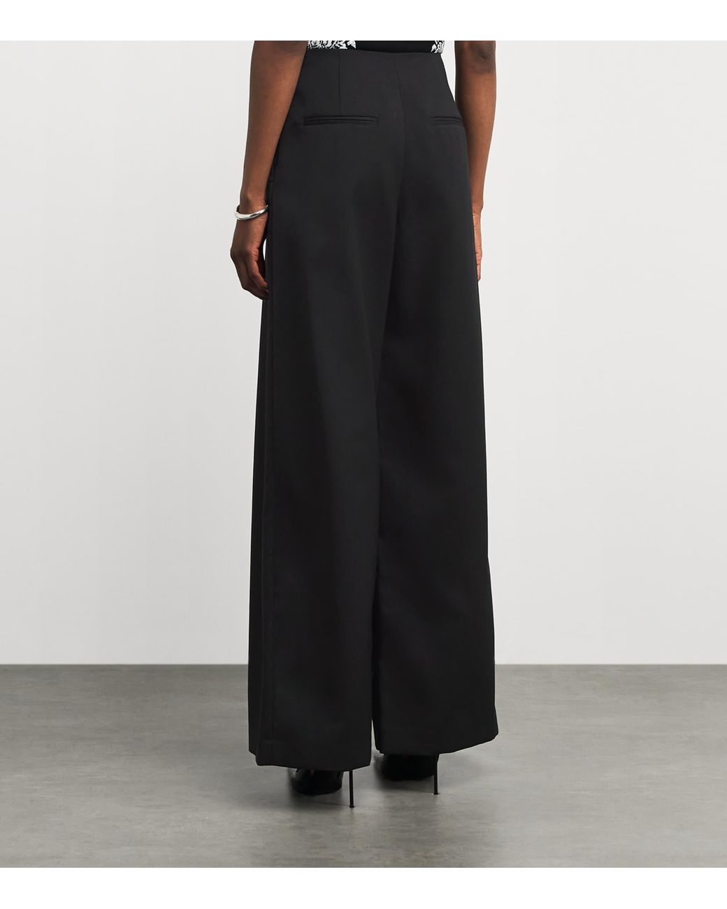 Claudie Pierlot Black Pleated Wide-Leg Trousers