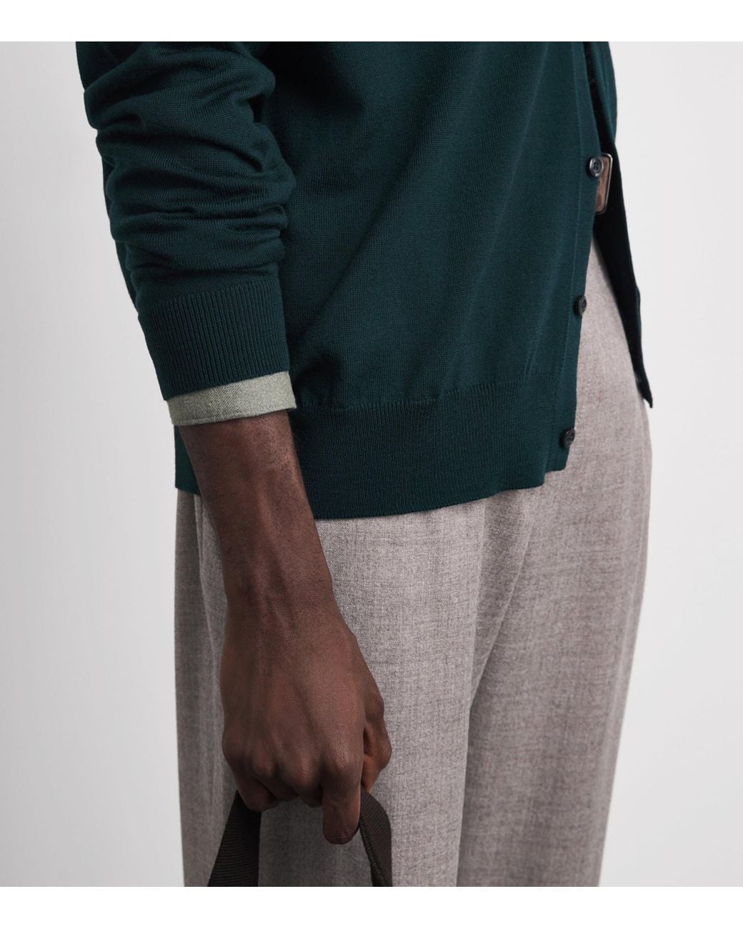 John Smedley Green Extra Fine Merino Wool Tibor Shirt for men