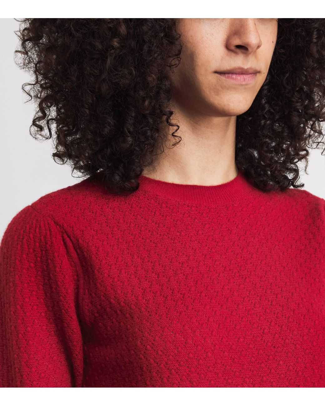 FRAME Cashmere Pointelle The Gathered Honeycomb Sweater