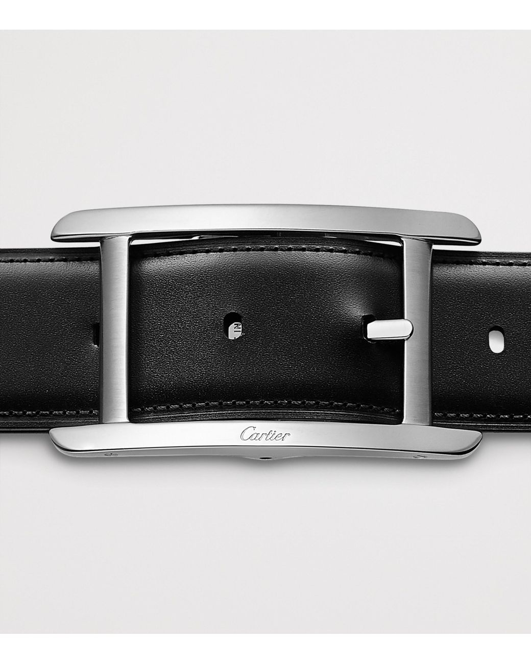 Cartier Black Leather Reversible Tank De Belt for men