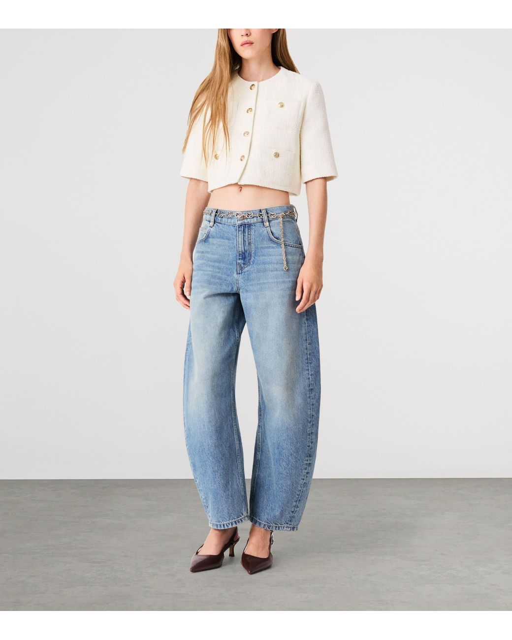 Maje Natural Tweed Cropped Jacket