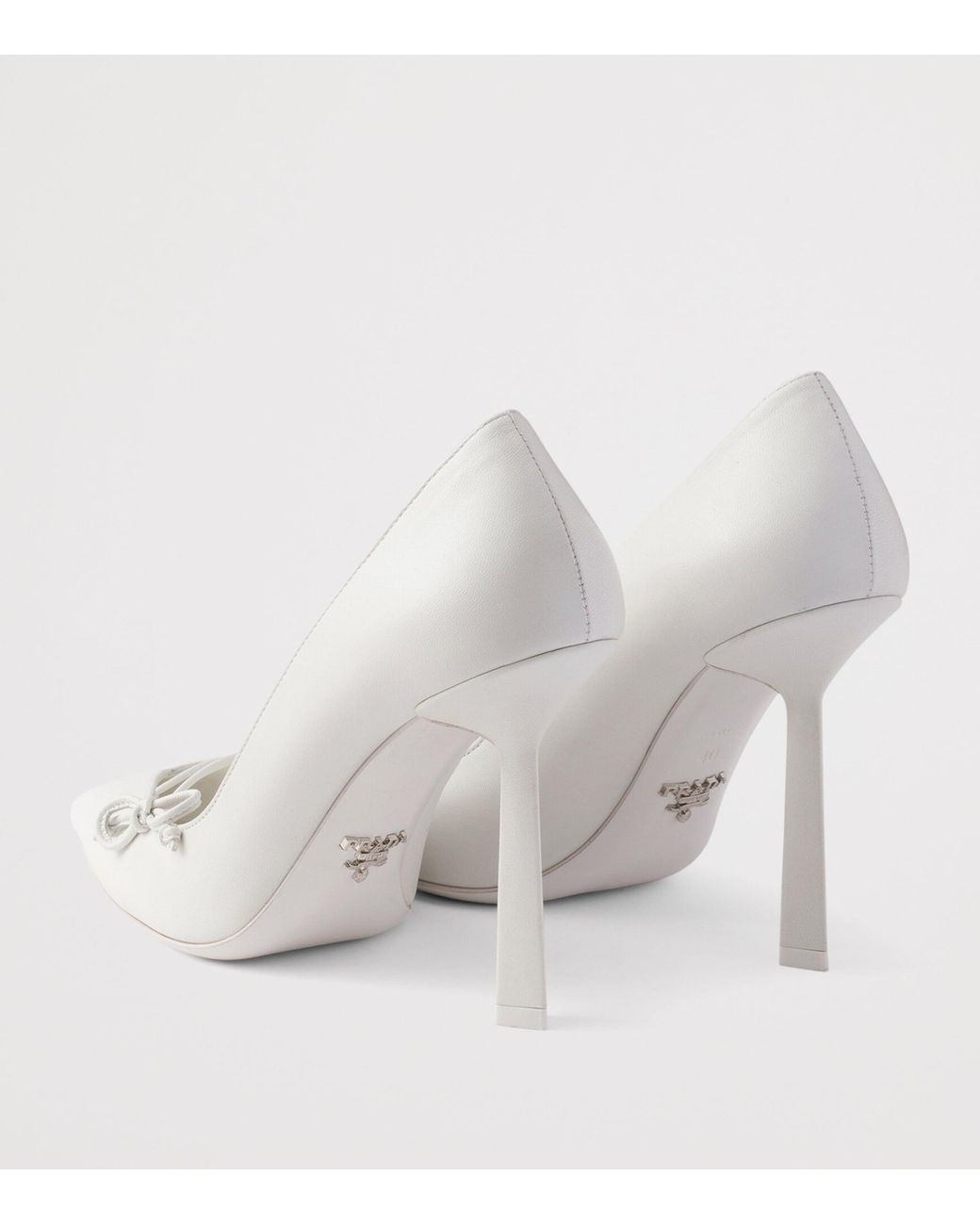 Prada White Leather Bow-Detail Pumps 100
