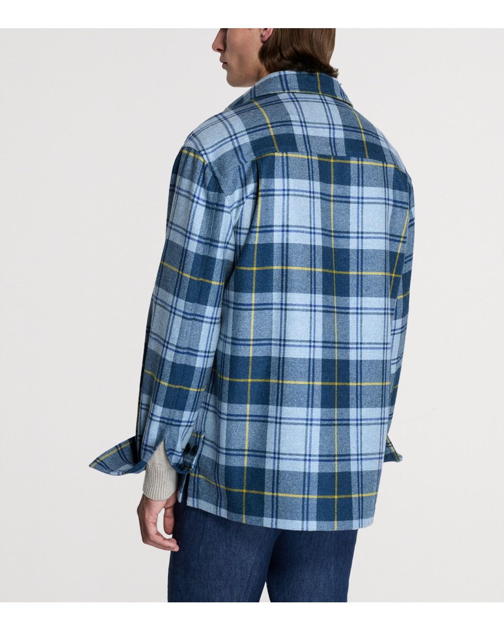 Dunhill Blue Cashmere Check Shirt for men