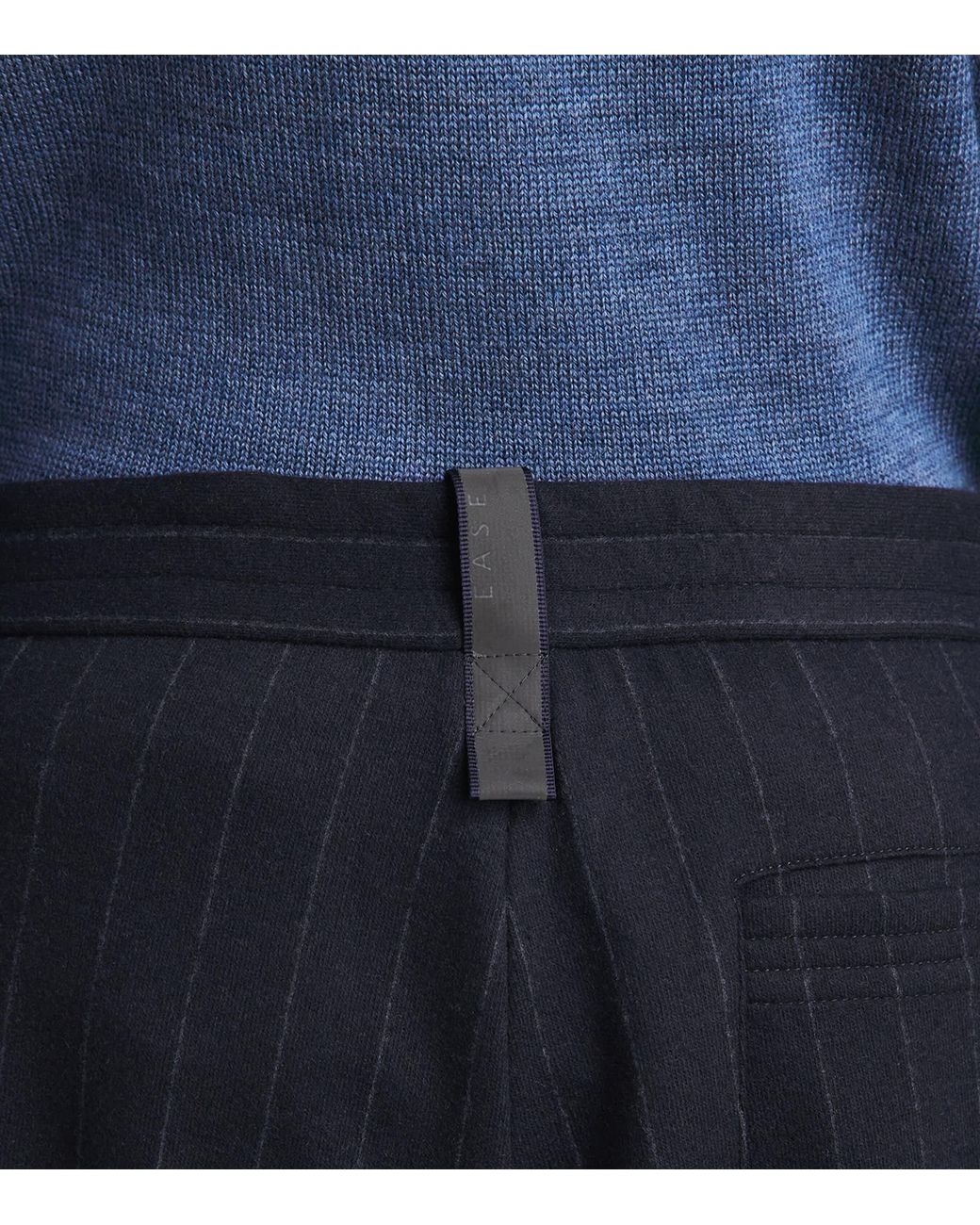 Sease Blue Wool-Cashmere-Blend Pinstripe Trousers for men