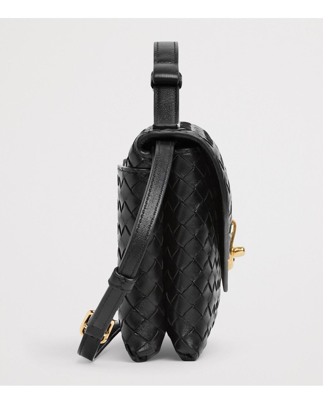Bottega Veneta Black Leather Knot Lock Top-Handle Bag