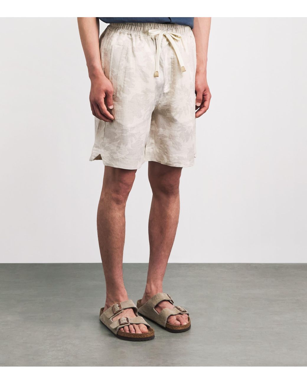 Eleventy Natural Linen Printed Bermuda Shorts for men