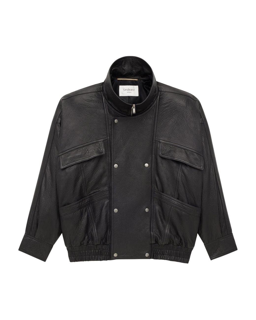 Saint Laurent Black Leather Bomber Jacket
