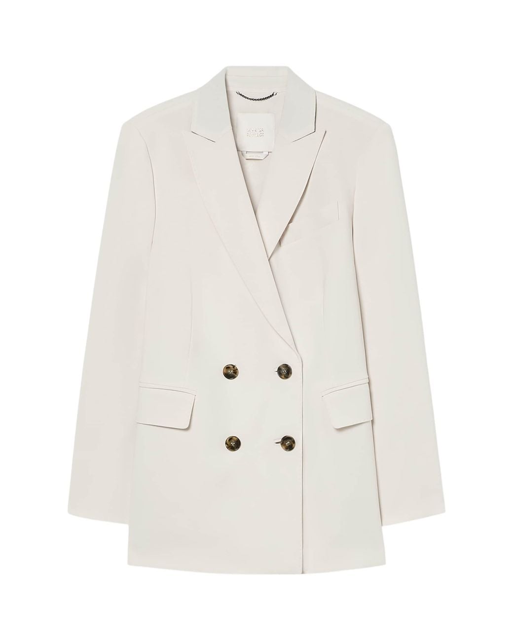 Marina Rinaldi White Fox Double-Breasted Blazer
