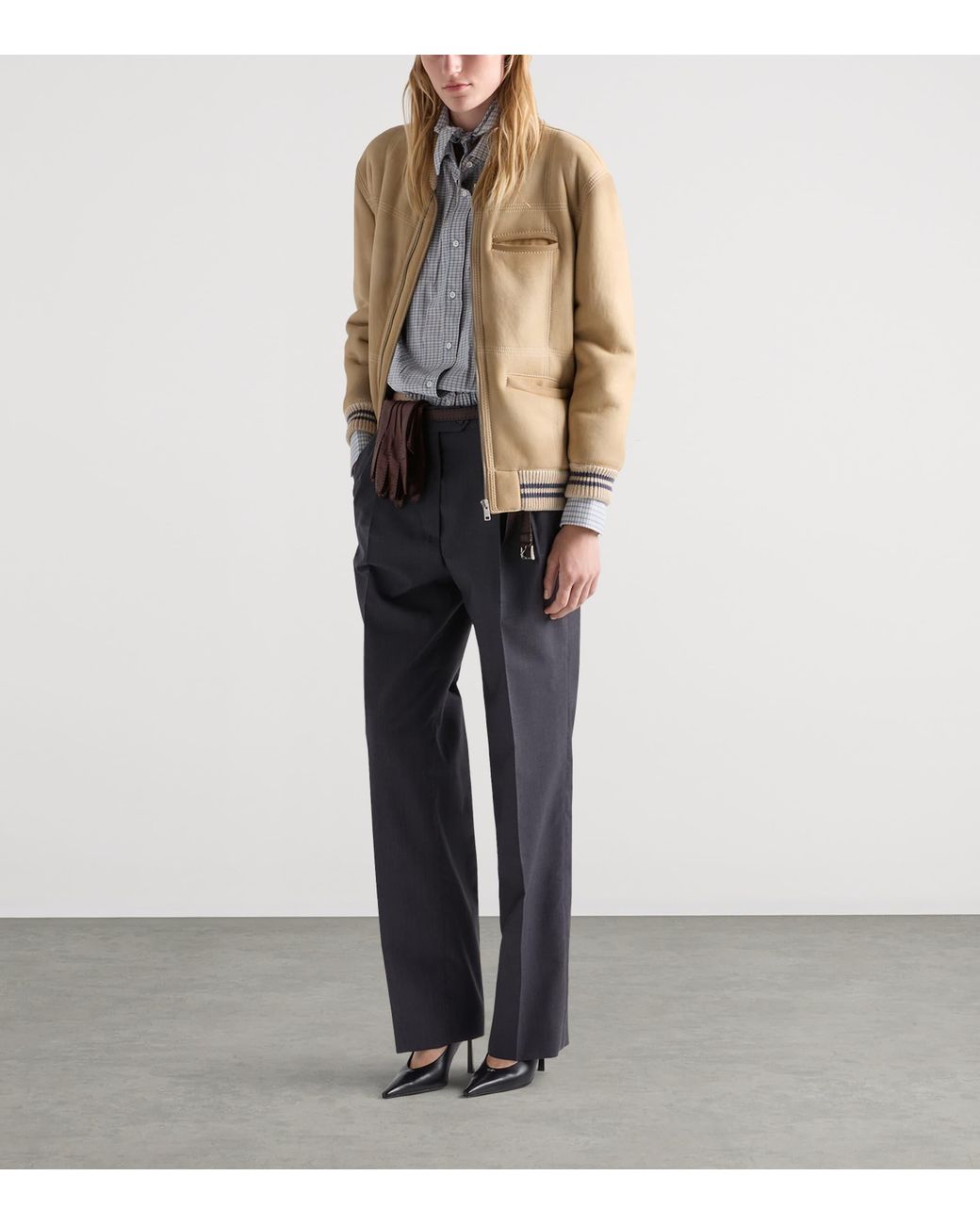 Prada Gray Wool-Mohair Pleated Trousers
