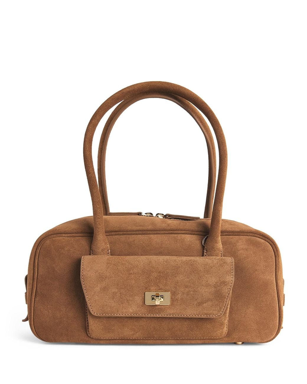 Sandro Brown Suede Ezmehralda Top-Handle Bag