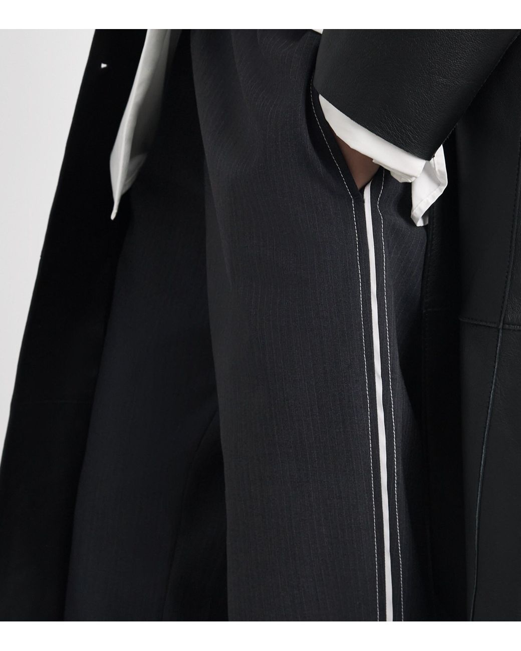 Herskind Black Pinstripe Davi Wide-Leg Trousers