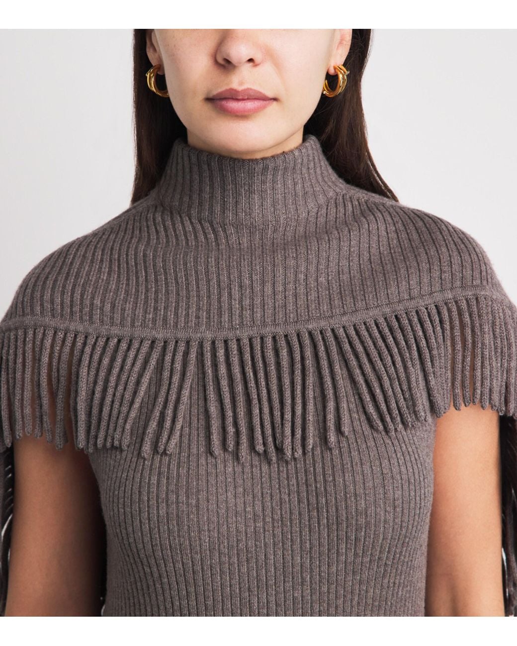 Jonathan Simkhai Brown Wool-Cashmere Cape Jordan Midi Dress