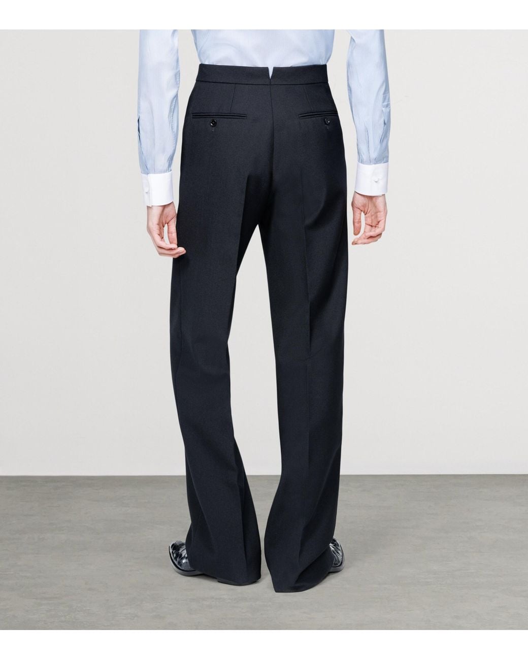 Tom Ford Blue Virgin Wool Colbert Wide-Leg Trousers for men