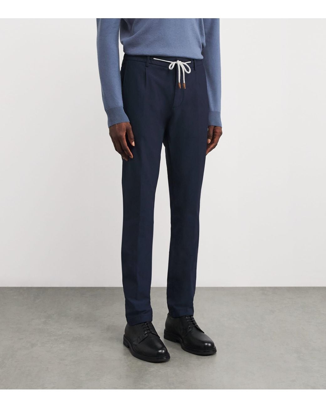 Eleventy Blue Cotton-Blend Drawstring Trousers for men
