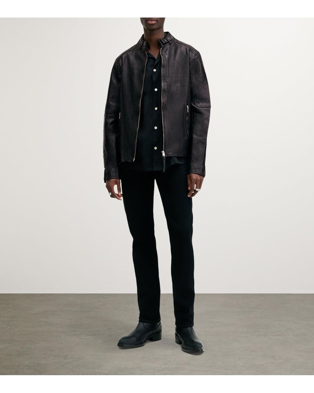 AllSaints Black Cora Leather Jacket for men