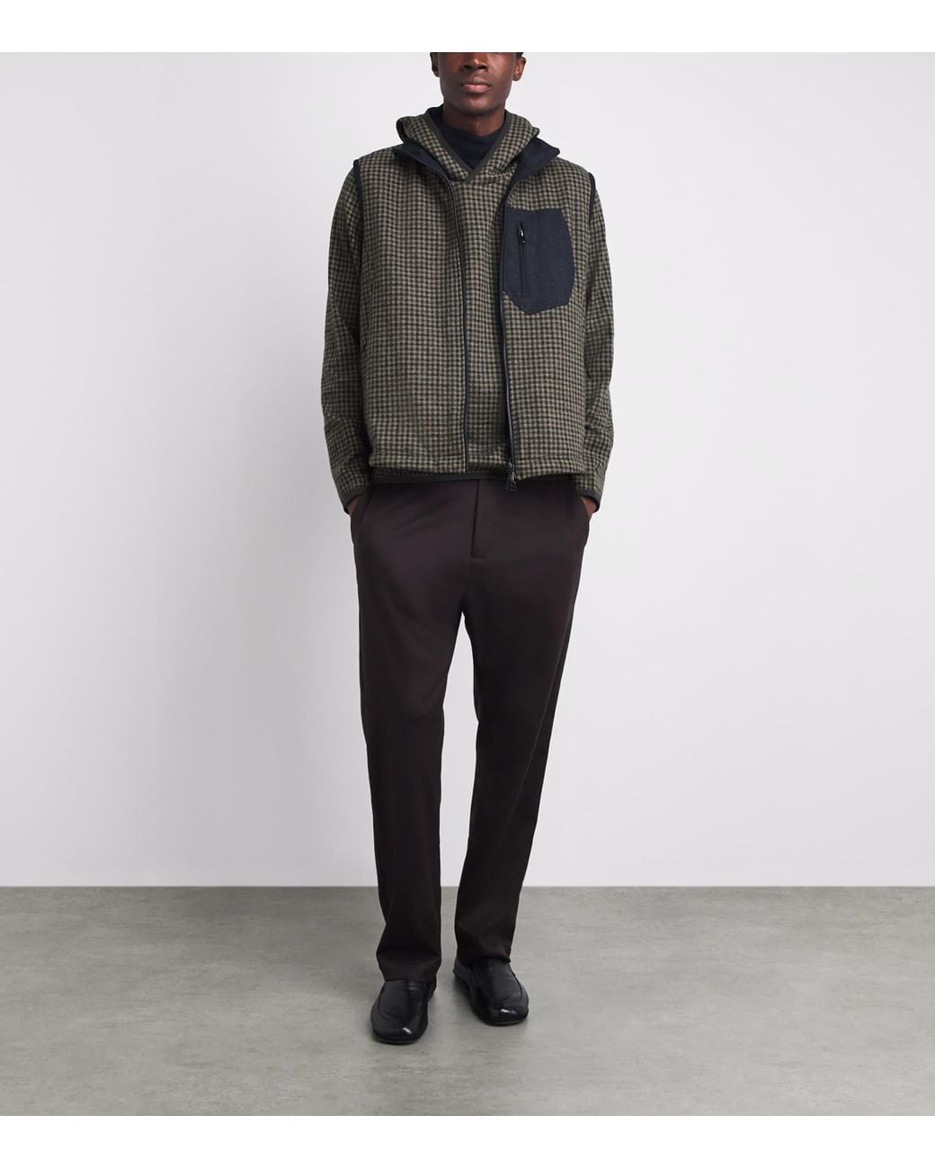 Sease Gray Check Reversible Gilet for men