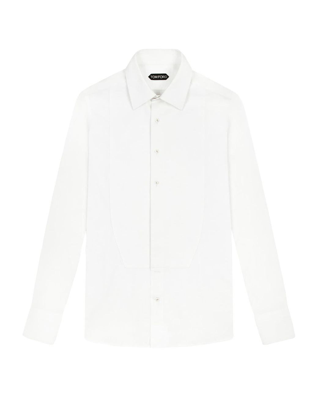 Tom Ford White Cotton Plastron-Front Evening Shirt for men